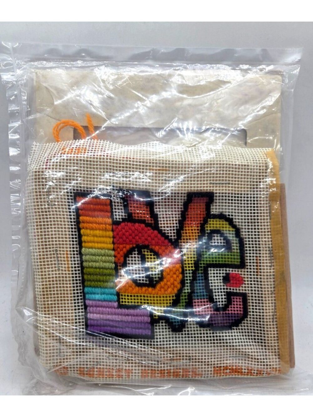 VTG Jiffy Needlepoint Kit "Love" Rainbow by Chris Davenport 1978 5x5 Retro hip - Picture 1 of 7